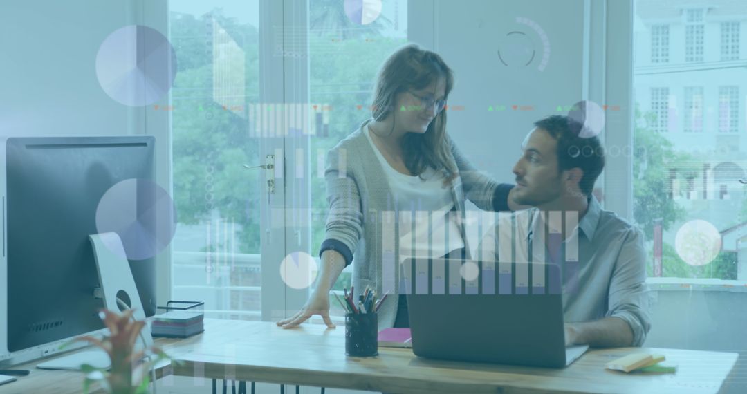 Collaboration in a Modern Office with Digital Financial Interfaces