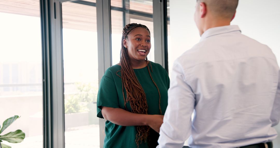 Woman Collaborating on Business Strategy in Office Discussion