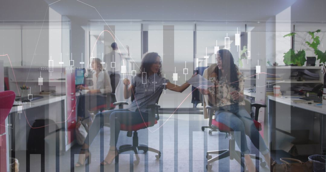 Business Colleagues Analyzing Data in Modern Office Context