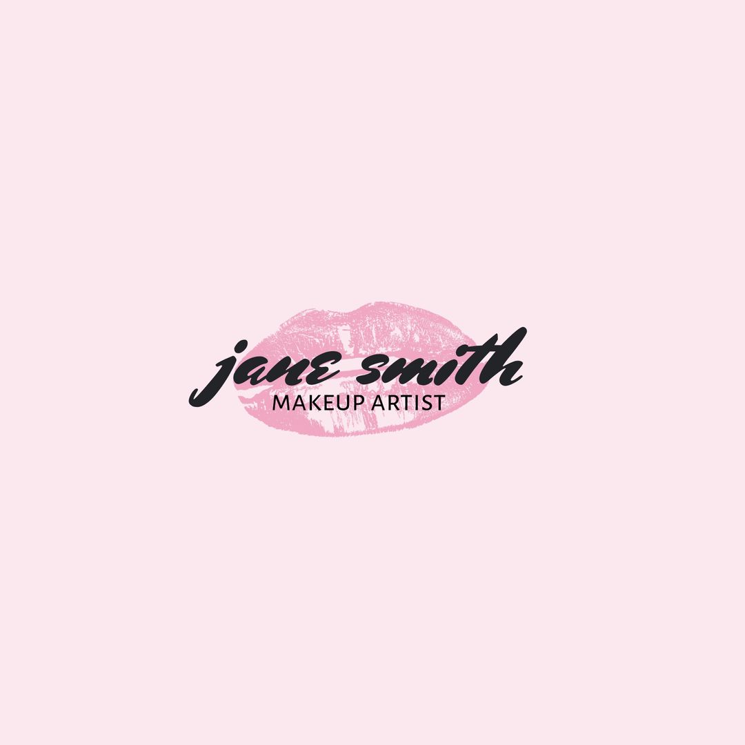 Makeup Artist Logo with Pink Lip Print Design - Download Free Stock Templates Pikwizard.com