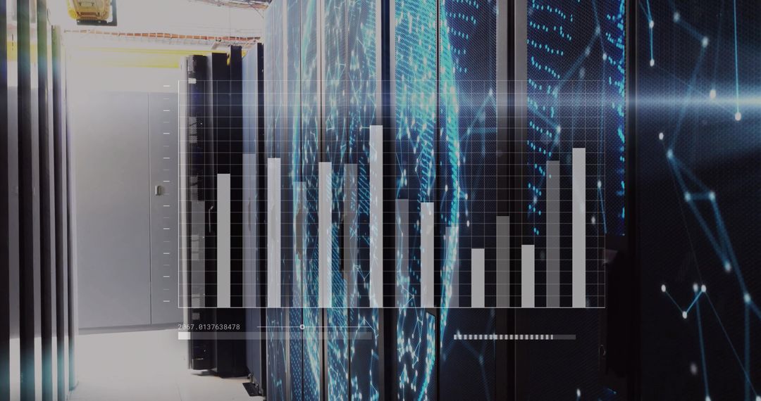 Holographic Chart Displayed in Modern Data Center