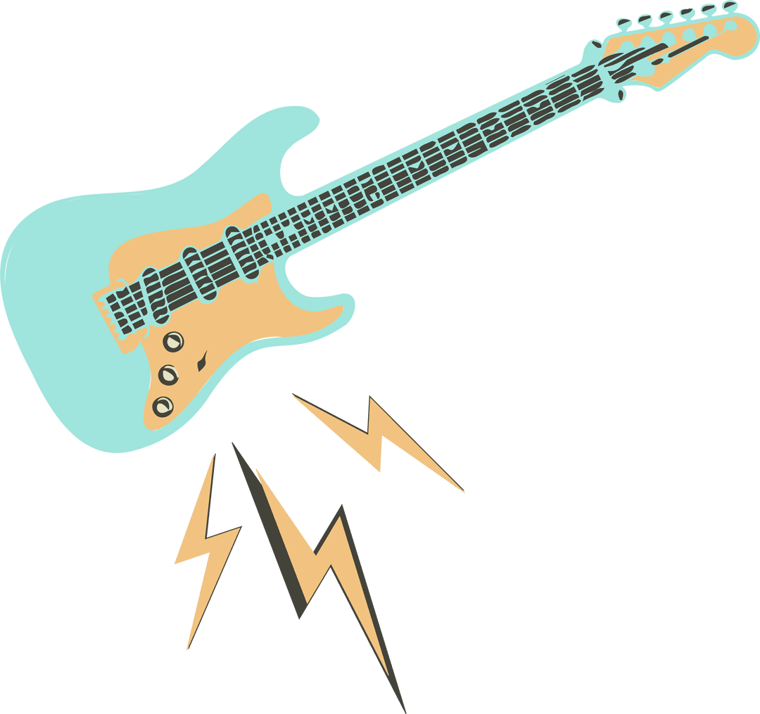 Floating Electric Guitar with Pastel Lightning Fully Transparent Design