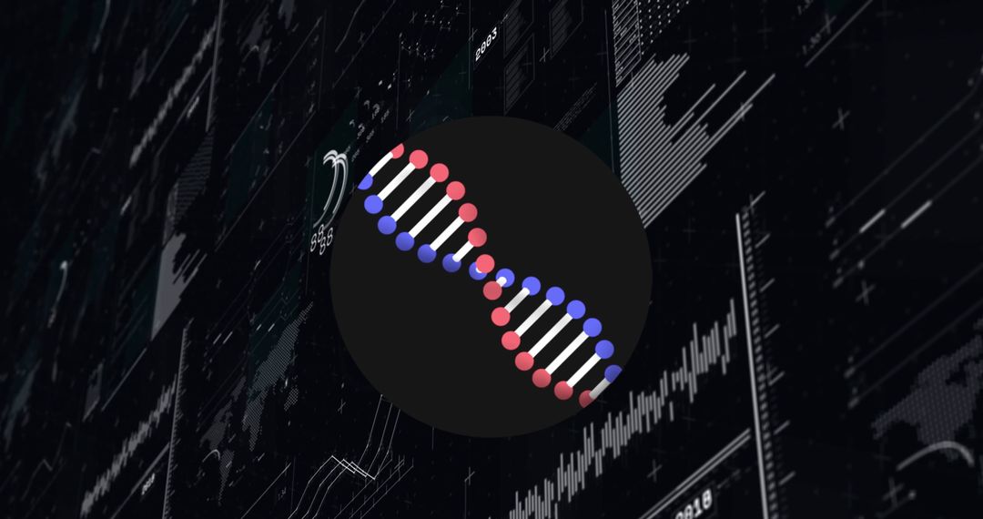 Digital DNA Strand on Global Black Background