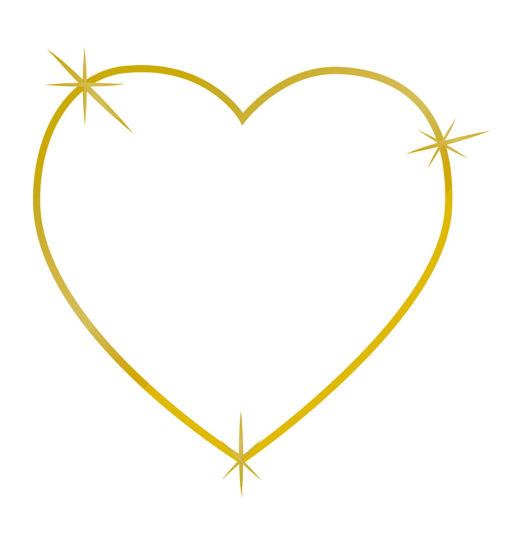Shimmering Gold Heart with Stars on Transparent Background