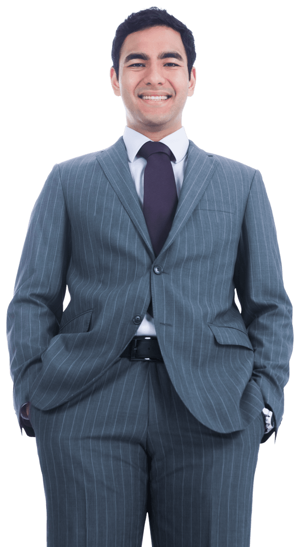 Happy Asian Businessman Smiling Confidently on Transparent Background