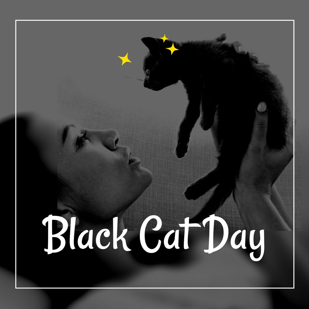 Black Cat Day Celebration with Happy Pet Owner