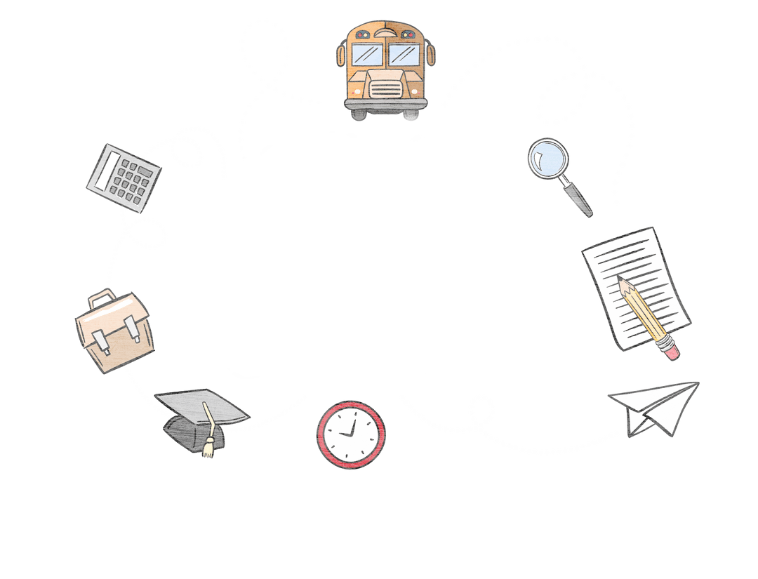 Transparent Background School Symbols for Education and Learning