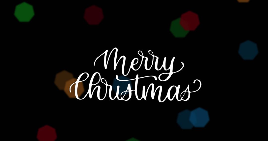 Merry Christmas Text with Colorful Bokeh Lights