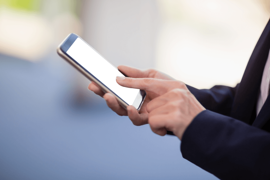 Transparent Phone Screen in Professional Business Setting