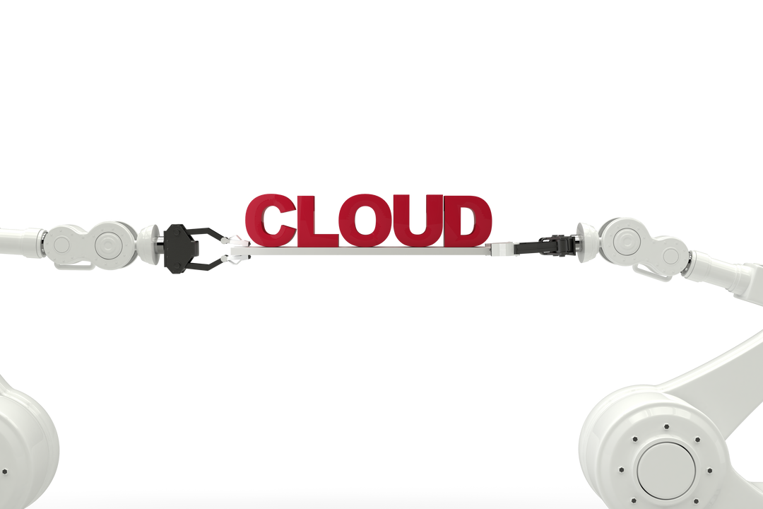 Robotic Arms Holding Cloud Text on Transparent Background - Download Free Stock Images Pikwizard.com