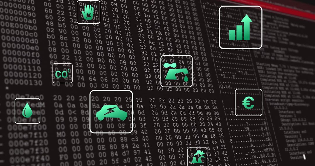Eco-Tech Digital Data Processing with Environmental Icons