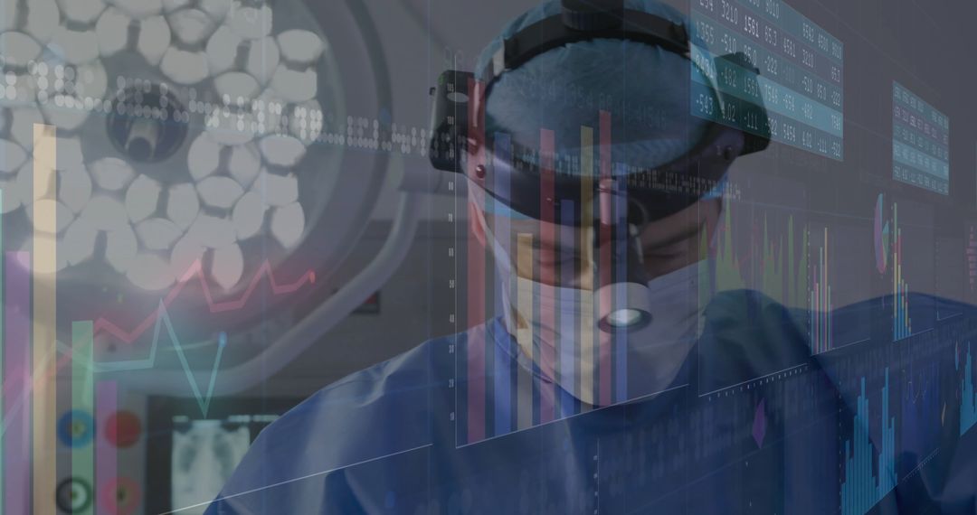 Surgeon with Digital Data Overlay in High-Tech Operating Room