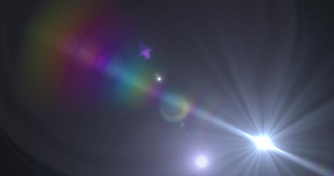 Vivid Lens Flare with Dynamic Colors on Dark Background