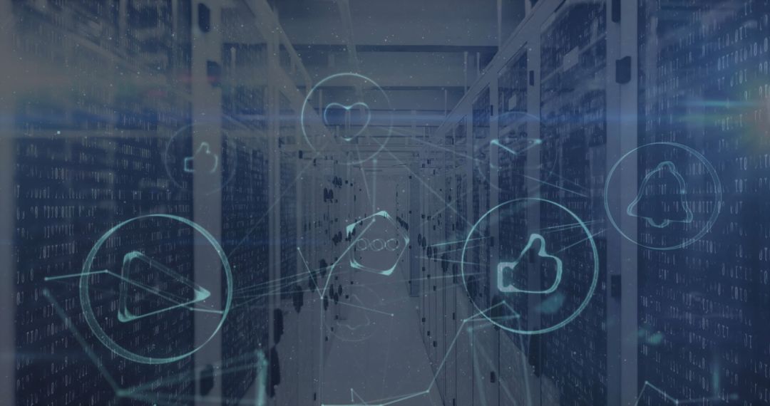 Global Digital Connections in Modern Server Room