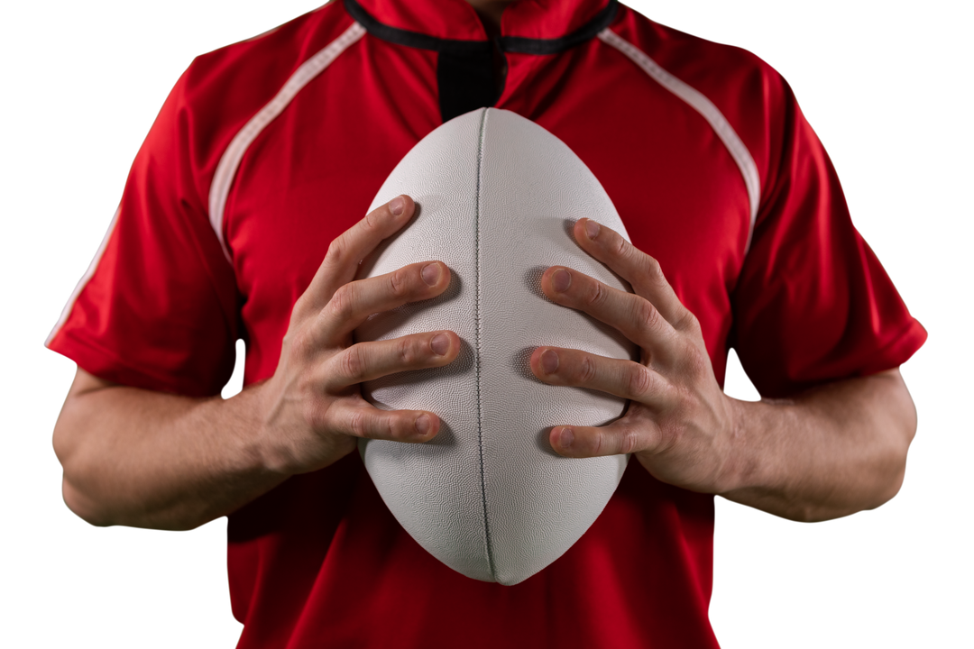 Mid-Section of Rugby Player Holding Ball on Transparent Background - Download Free Stock Images Pikwizard.com