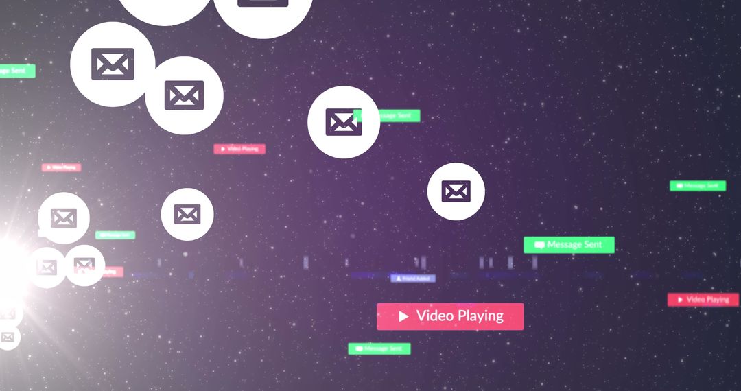 Digital Communication Media Icons on Abstract Background