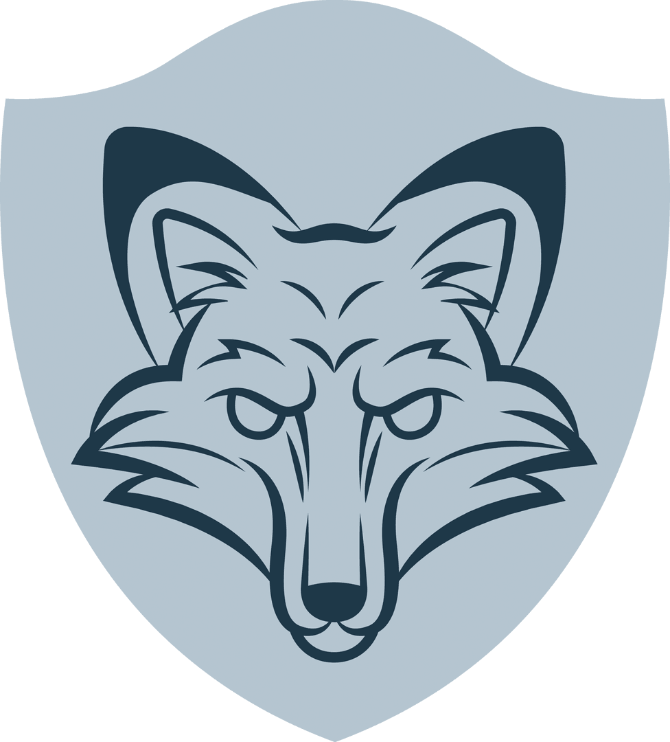 Wolf Emblem on Blue Badge with Transparent Background