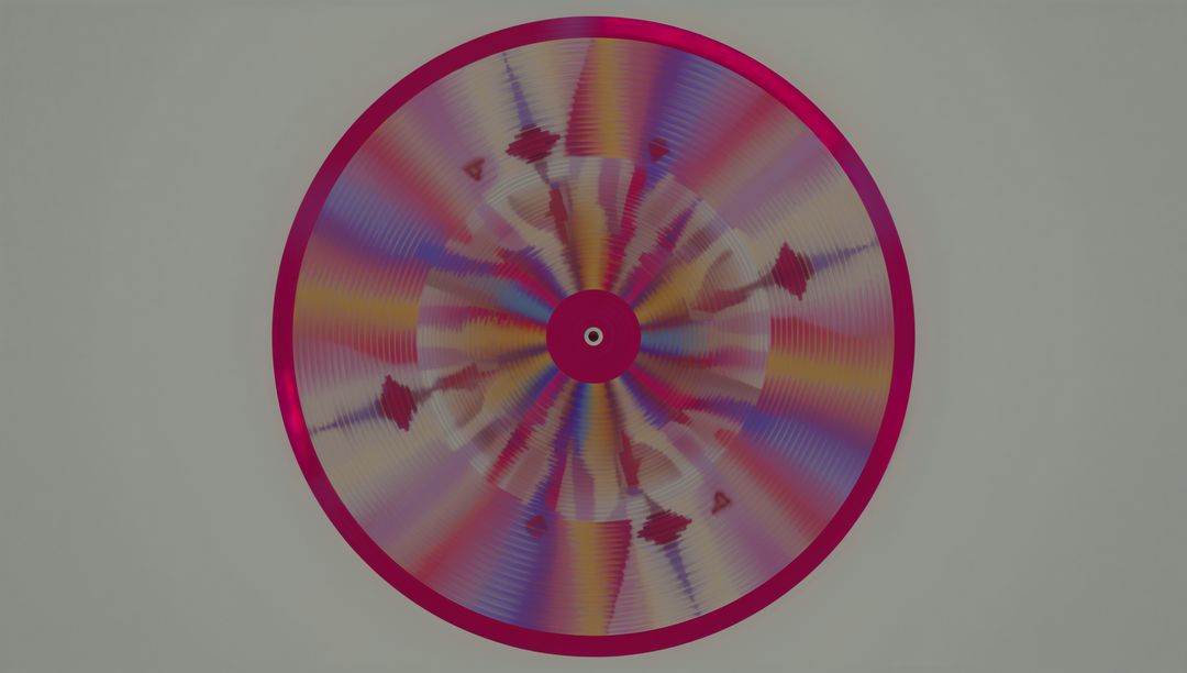 Abstract Colorful Geometric Disc Art with Magenta Frame