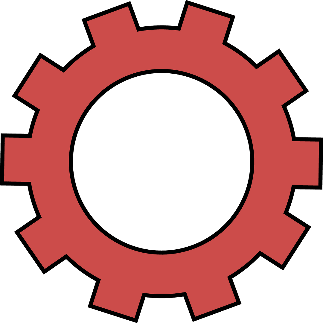 Red Mechanical Gear Icon on Transparent Background
