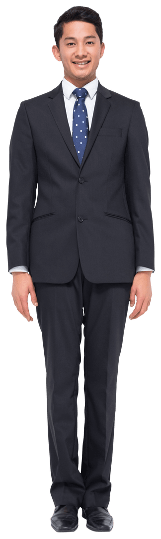 Transparent Joyful Businessman in Formal Suit