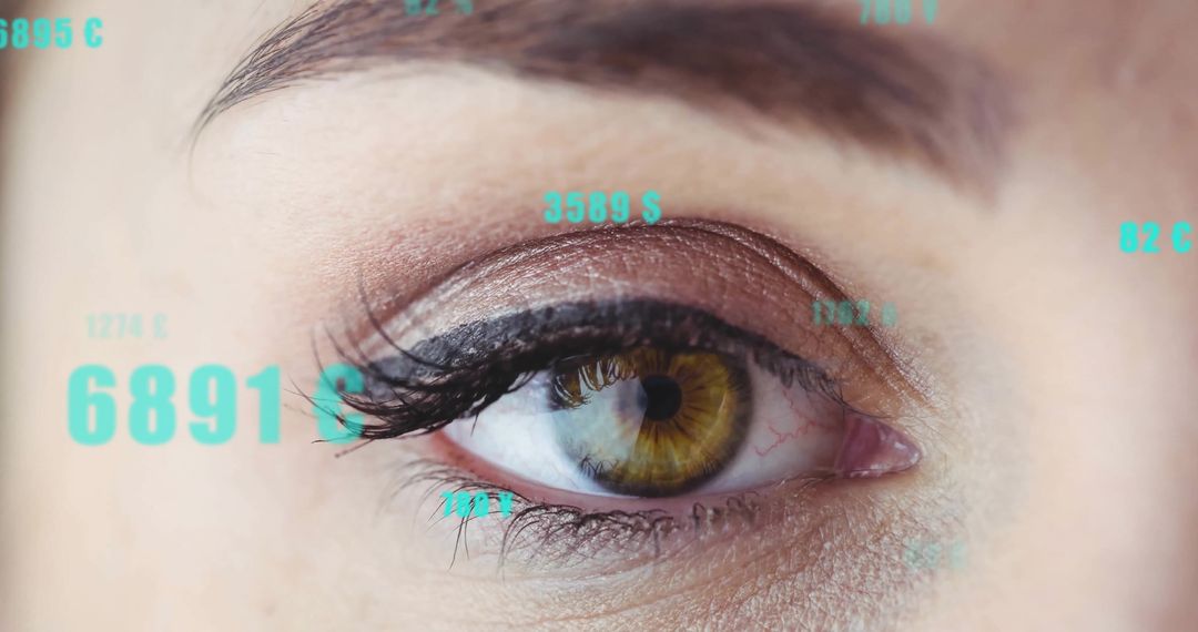 Close-Up of Eye with Digital Data Overlay