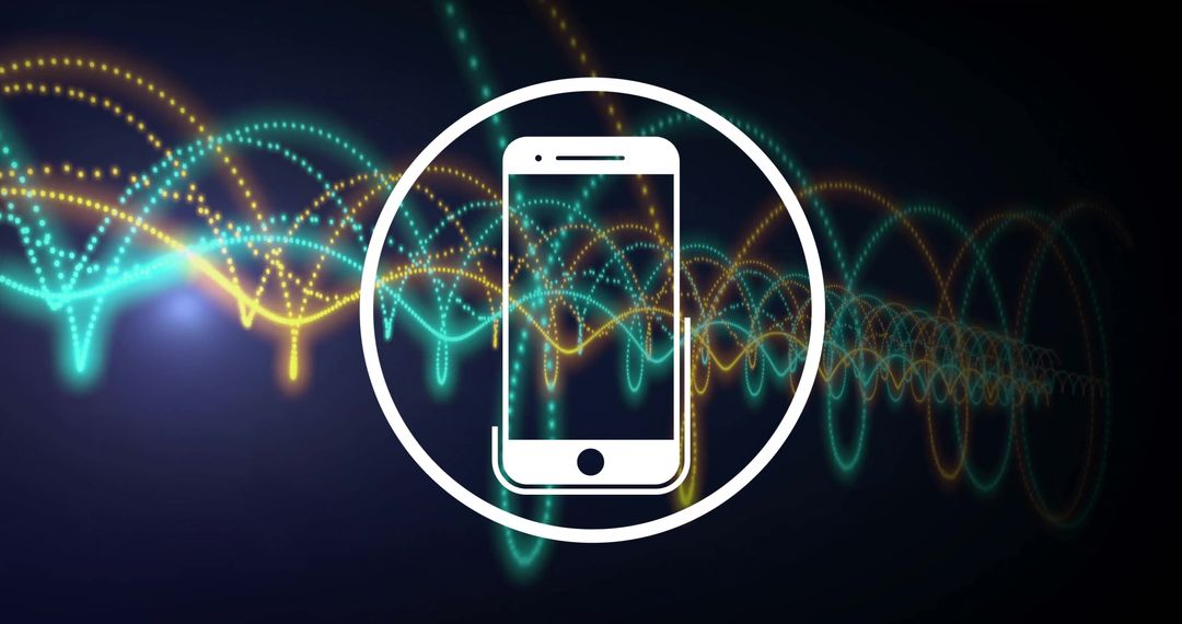 Smartphone Icon with Digital Network Connections Background