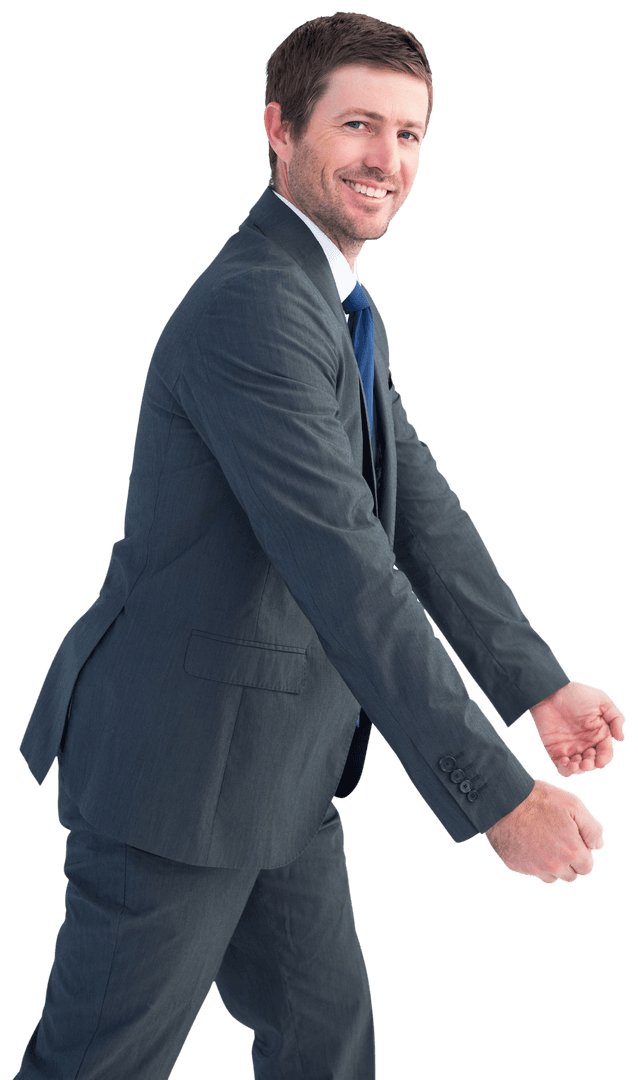 Smiling Businessman Extending Hands Transparent Background