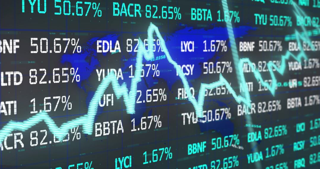 Global Stock Market Display with Finance Chart and World Map