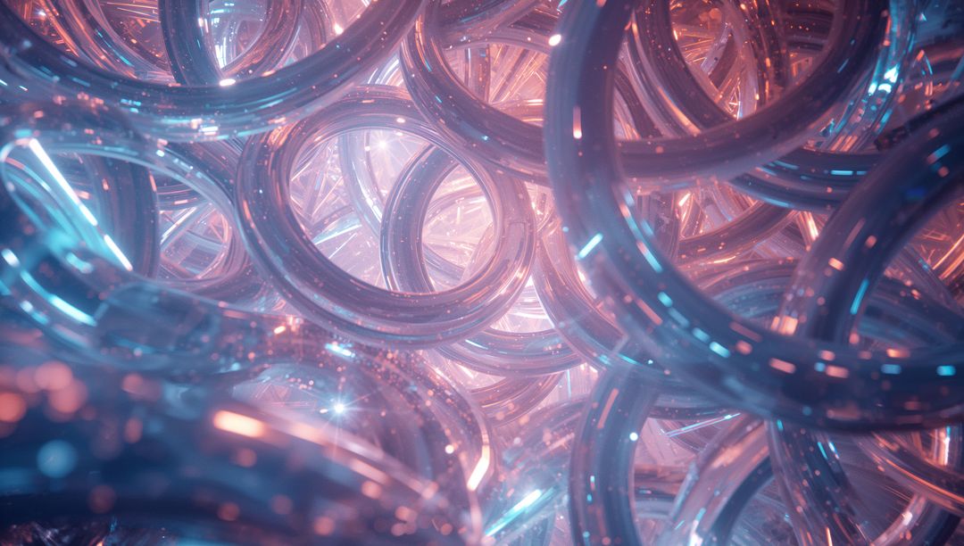 Transparent Interlocking Glass Rings with Pastel Luminescent Glow