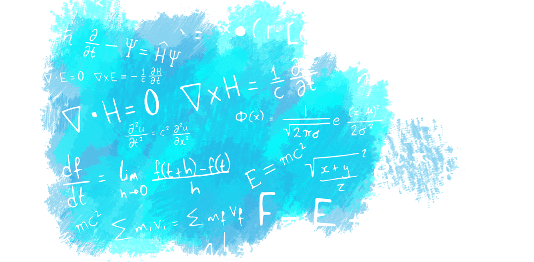 Transparent Blue Paint with Mathematical Equations PNG Design
