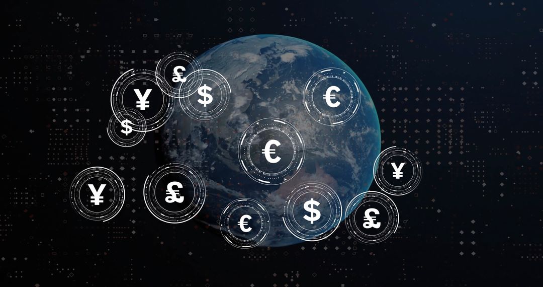 Digital Global Economy with Floating Currency Icons