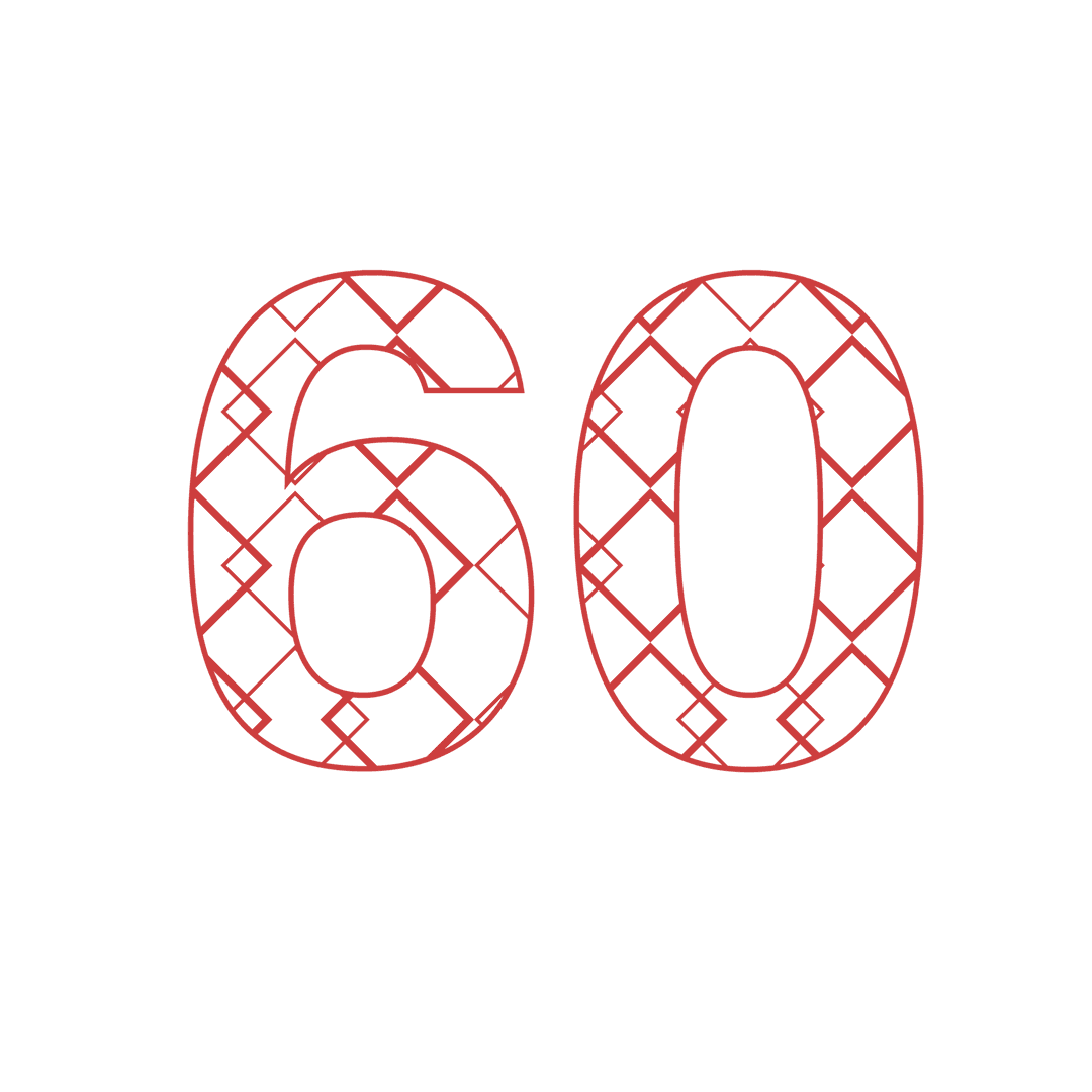 Decorative Red 60 on Transparent Background for Celebrations