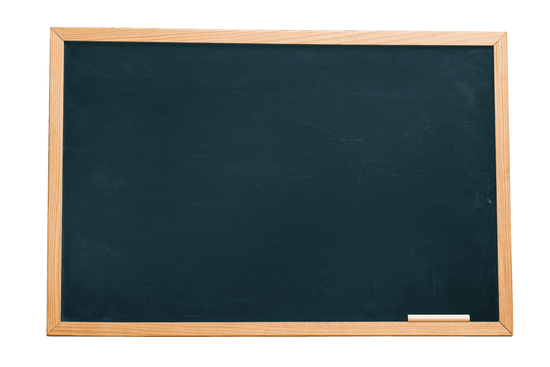 Transparent Empty Blackboard with Wooden Frame and Chalk for Education