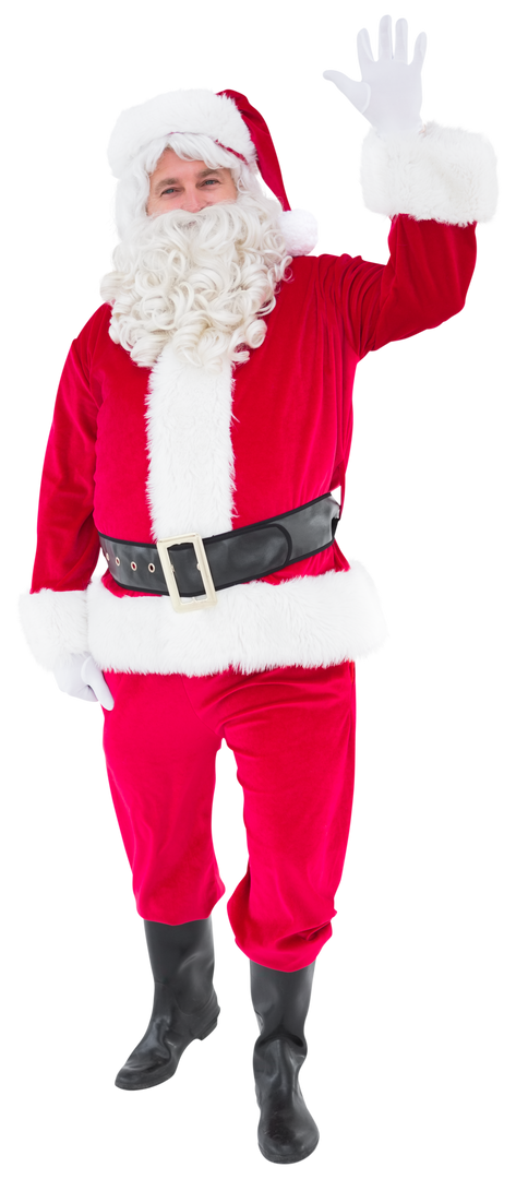 Cheerful Santa Claus Waving Hand Transparent Background - Download Free Stock Images Pikwizard.com