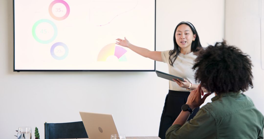 Business Colleagues Discussing Data Presentation in Meeting Room