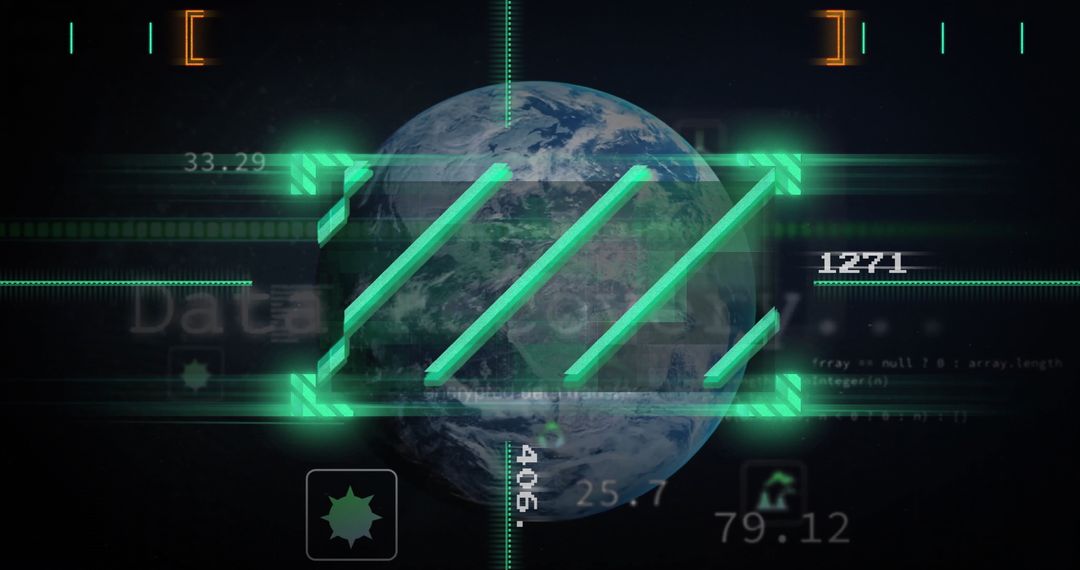 Futuristic Globe Scanning with Digital Interface Elements