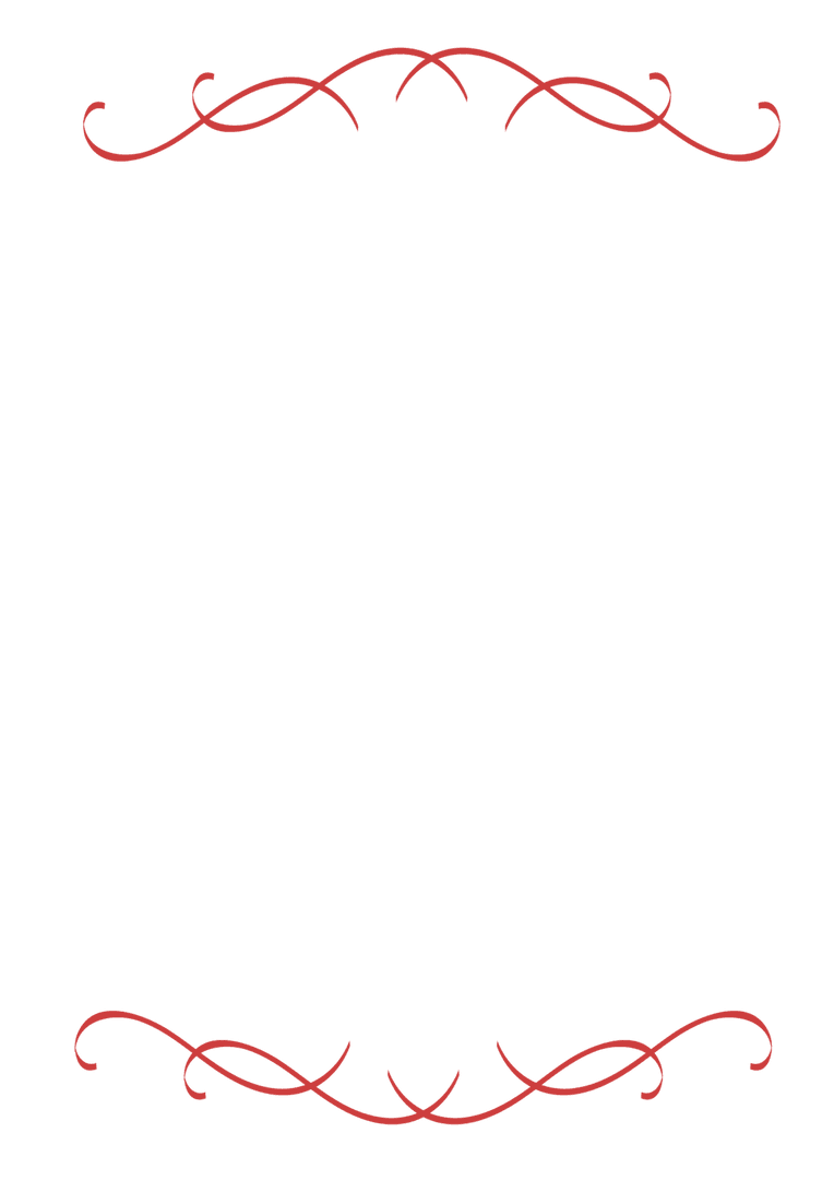 Elegant Red Flourish Frame on Transparent Background