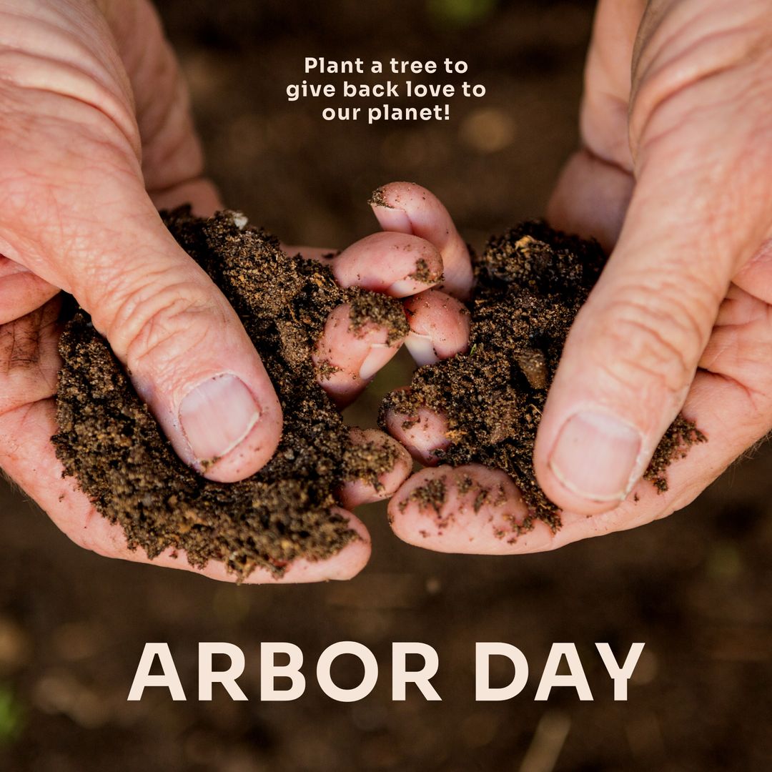 Celebrating Arbor Day with Hands Holding Soil for Tree Planting