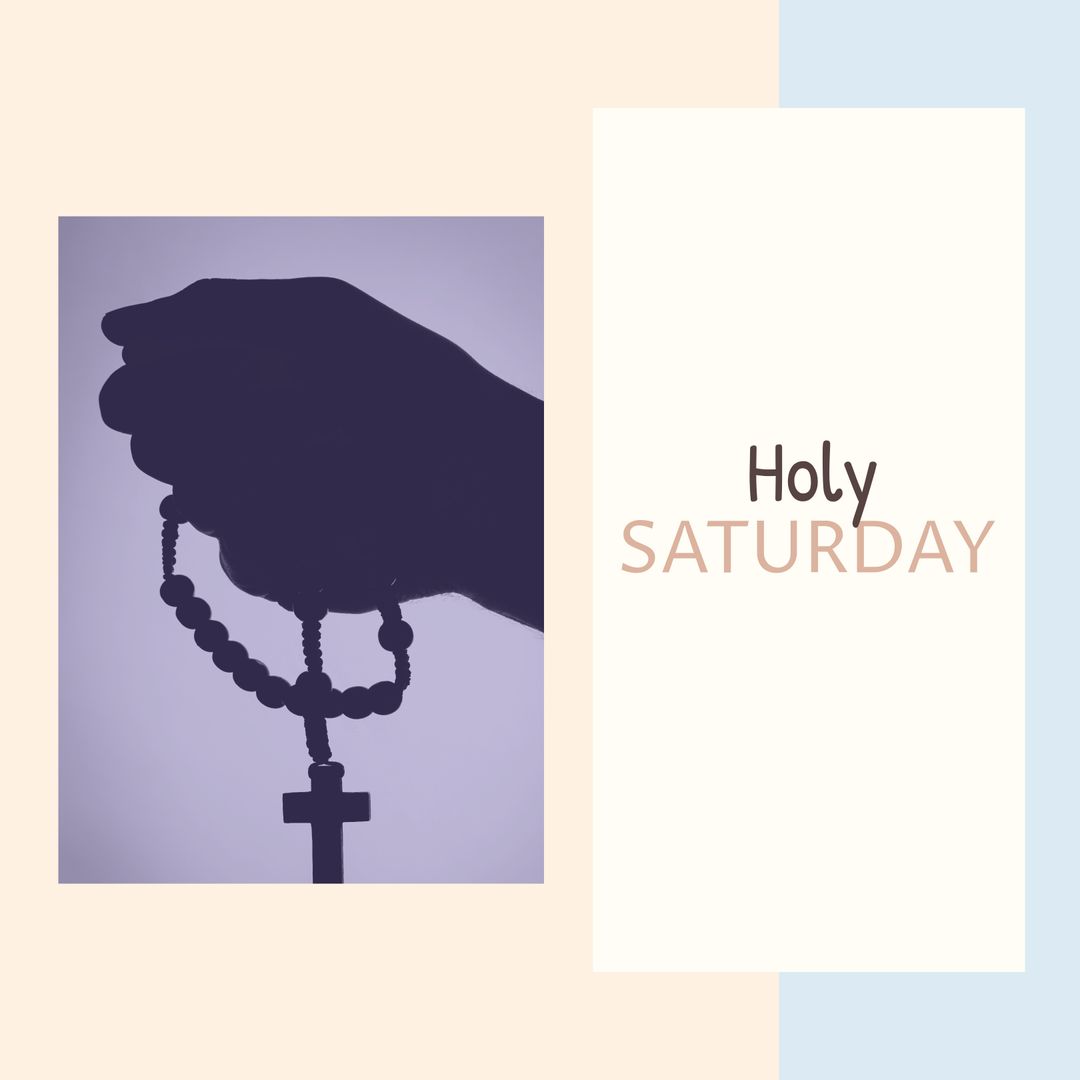 Silhouette of Hand Holding Rosary on Holy Saturday Design