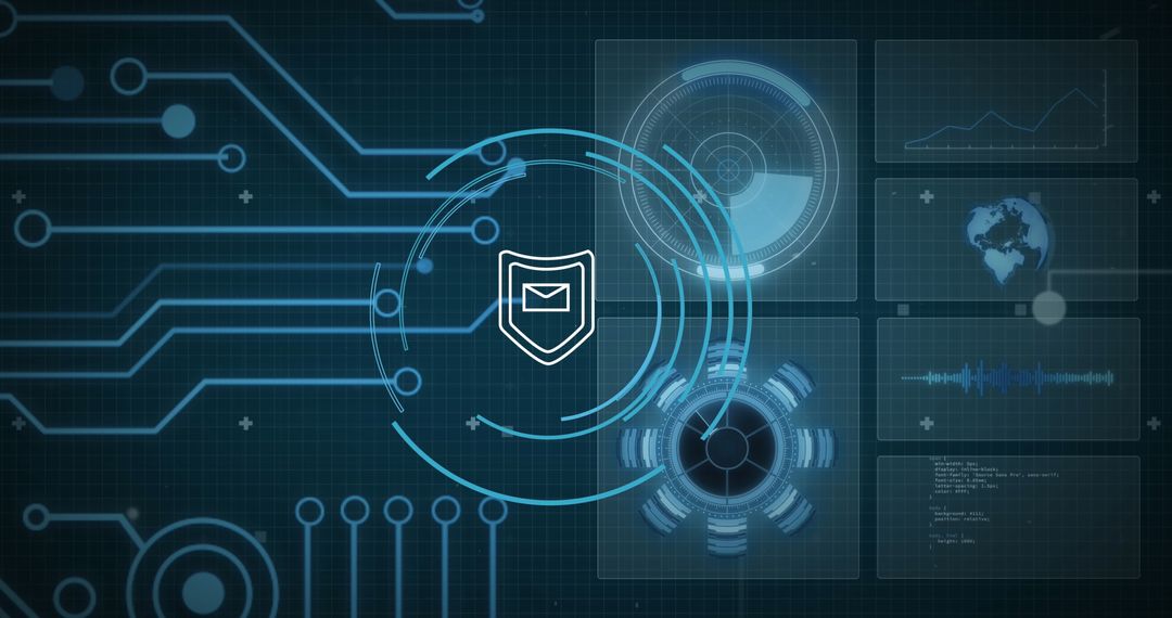 Futuristic Digital Interface Displaying Network Security