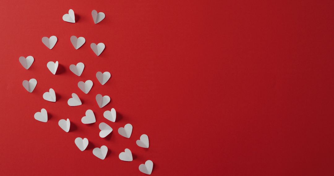 Paper Hearts Pattern on Red Background for Valentine's Day