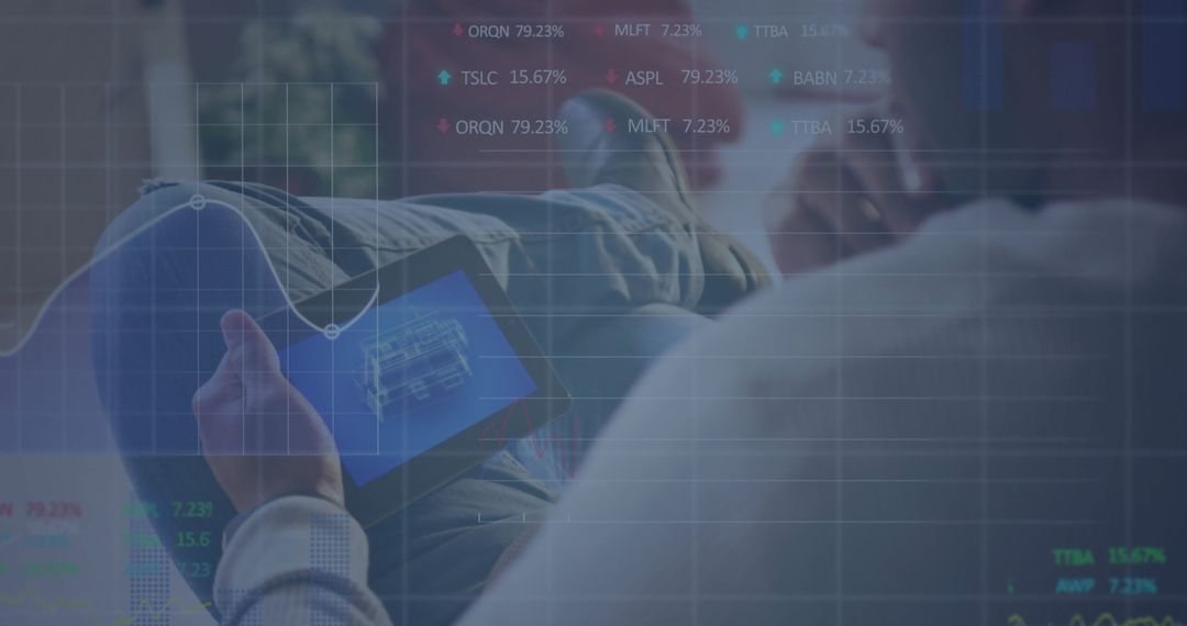 Technology Enthusiast Relaxing with Tablet in Modern Lounge