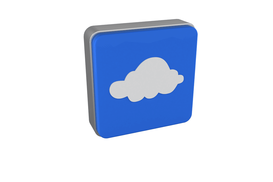 Transparent Blue Cube with Cloud Icon for Technology Concept