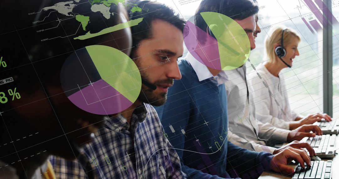 Call Center Agents Working with Technology Overlays