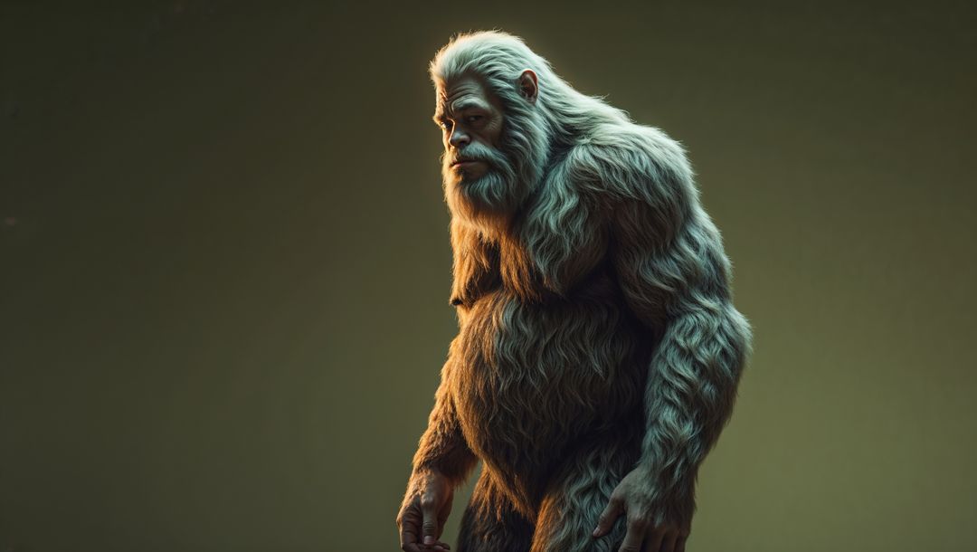 Mysterious Fur-Covered Humanoid Creature in Studio Setting