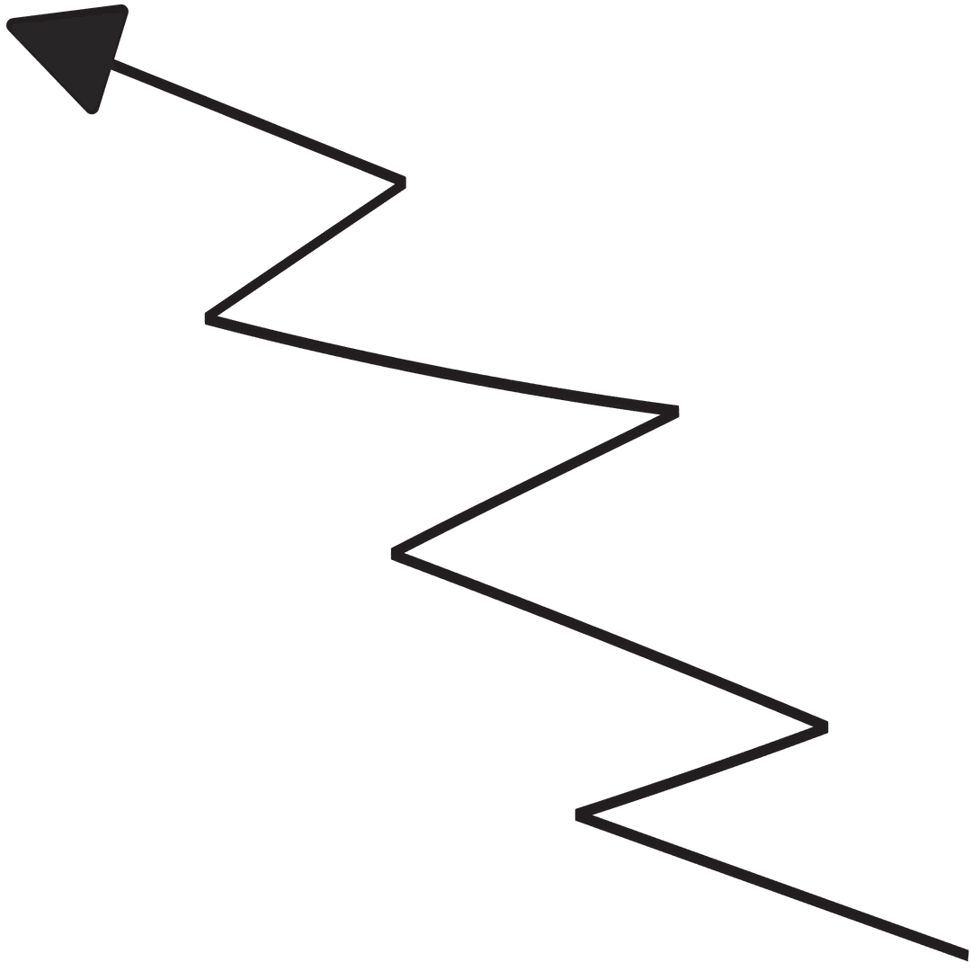 Transparent Curved Black Arrow on Zigzag Path