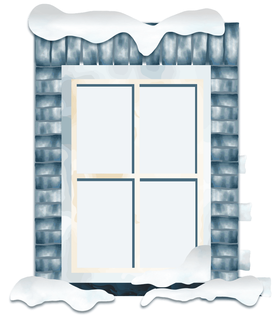 Transparent Winter Snow Over Window Frame Illustration