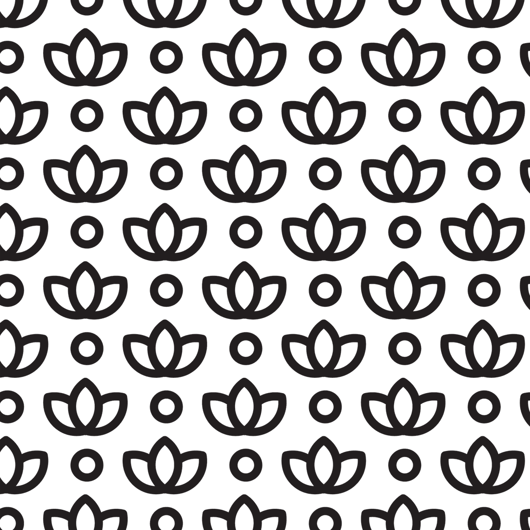Seamless Black Lotus Vector Pattern on Transparent Background