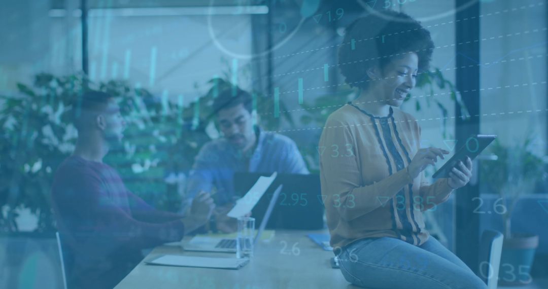 Financial Data Overlapping Group of Diverse Business Professionals