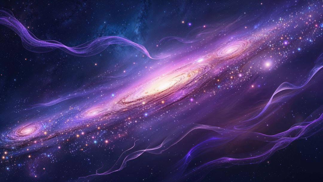 Spiral Galaxy with Nebula Streams in Deep Space